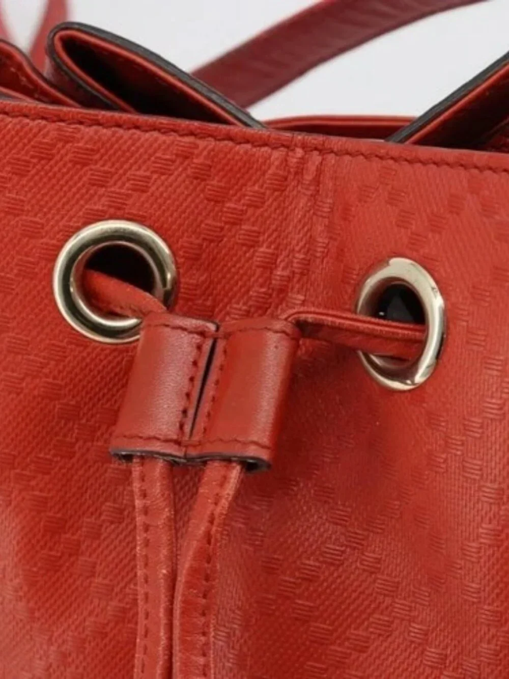 GUCCI Diamante Shoulder Bag Leather Red Gold 354229 Auth 181220